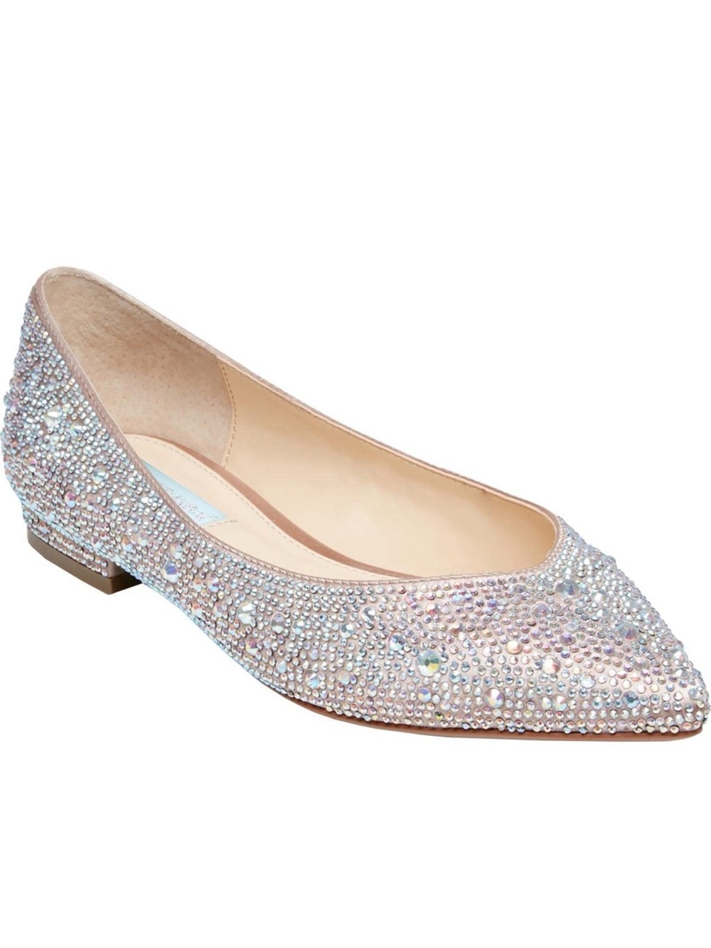 Betsey Johnson Blue Women's Jude New
 Nude Crystal Pointed Ballet Flat